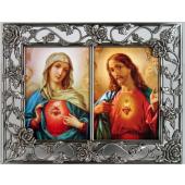 Sacred Heart and Immaculate Heart  Pewter Frame #23DPF-SHJ/IHM