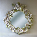 Round Cherub Mirror Frame 30, 38.0" H