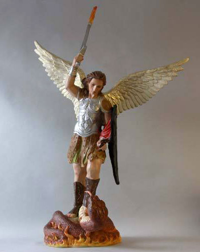 Saint Michael With Sword Fire 38" Statue